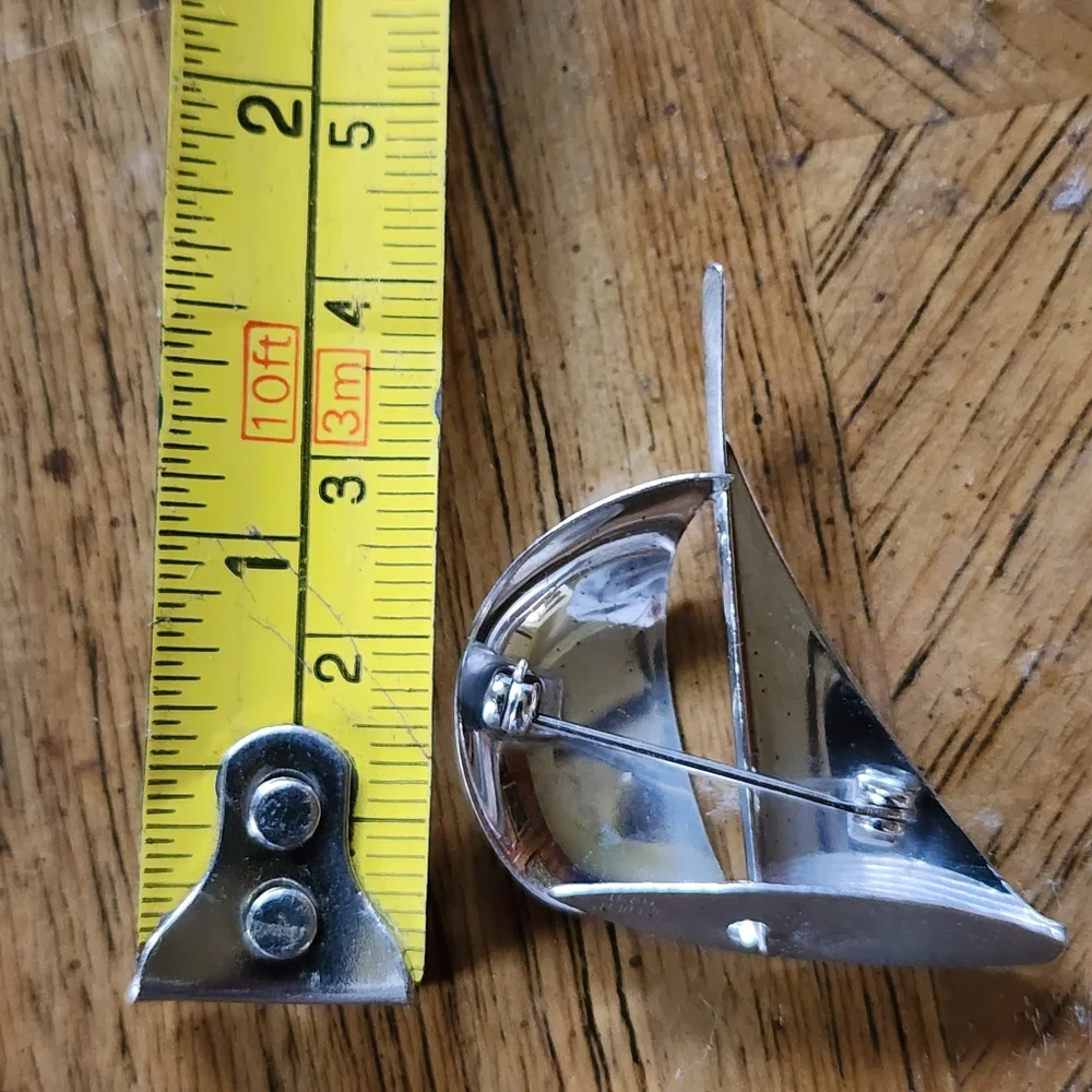 Vintage Beau sterling silver sailboat boat brooch pin - Picture 4 of 5